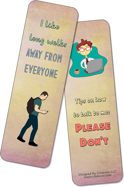 Funny Introvert Bookmarks (2-Sets X 6 Cards)
