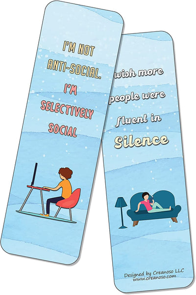 Funny Introvert Bookmarks (2-Sets X 6 Cards)