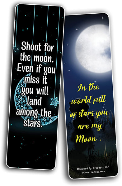 Creanoso Moon Photo Bookmarks (2-Sets X 6 Cards) â€“ Daily Inspirational Card Set â€“ Interesting Book Page Clippers â€“ Great Gifts for Adults and Teens