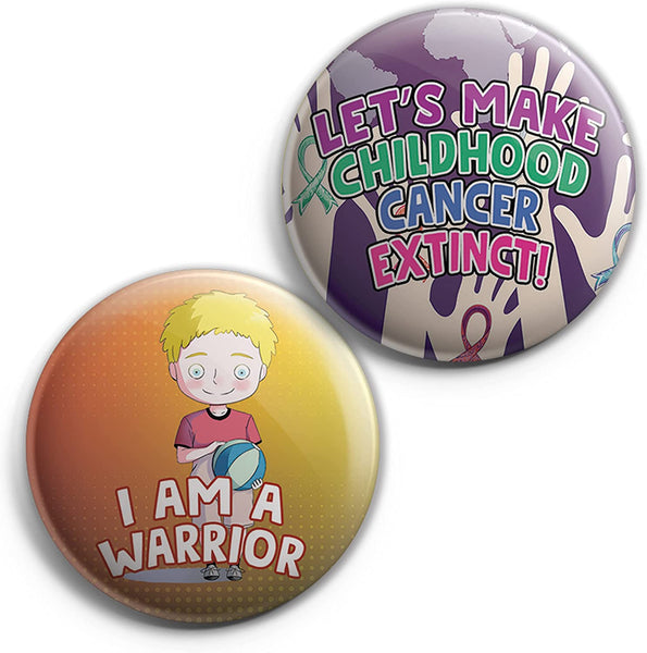 Childhood Cancer Awareness Pinback Buttons (1 Set x 10 Designs)