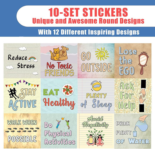 Healthy Lifestyle Reminders (10 Sets X 12 Designs) - Stocking Stuffers Corporate Giveaways for Friends, Family, and Relatives