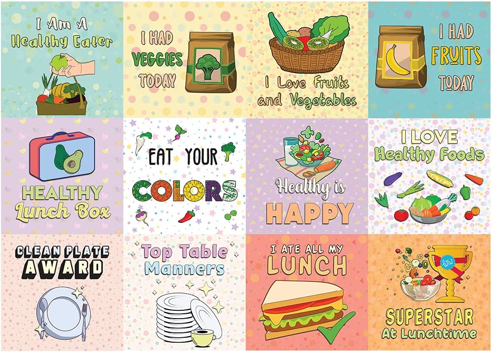Healthy Lunchbox Stickers (5 Sets X 12 Designs)