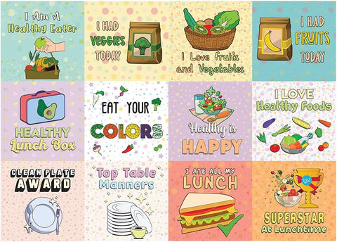 Healthy Lunchbox Stickers (10 Sets X 12 Designs)