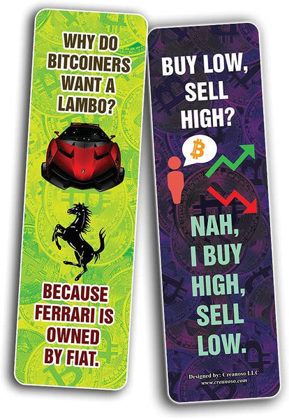 Funny Crypto Bitcoin Jokes Bookmarks Cards (10-Sets X 6 Cards)