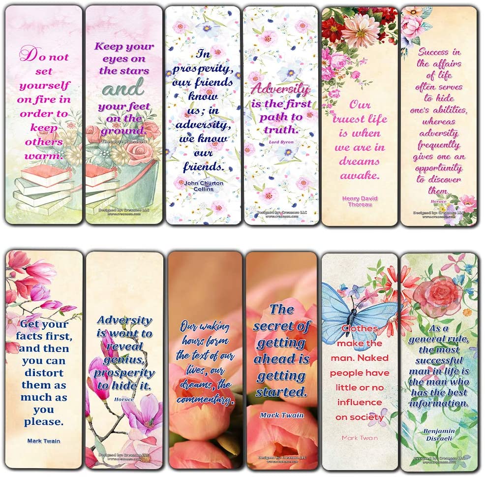 Creanoso Inspirational Sayings with Colorful Floral Theme Bookmarks (30-Pack) Ã¢â‚¬â€œ Stocking Stuffers Gift for Men & Women, Teens - Rewards Gifts Ã¢â‚¬â€œ Awesome Bookmark Collection Ã¢â‚¬â€œ Bulk Set Pack