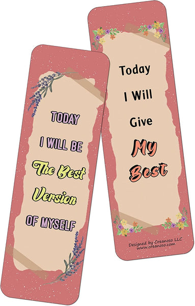 Creanoso Today I Will Bookmarks (30-Pack) â€“ Daily Inspirational Card Set â€“ Interesting Book Page Clippers â€“ Great Gifts for Kids and Teens