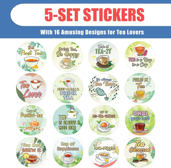 Cute Tea Lovers Stickers (5 Sets X 16 Designs)