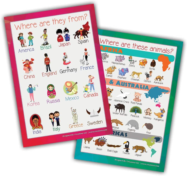 Creanoso Word Facts Learning Posters (12-Pack) - Bulk Educational Teaching Supply