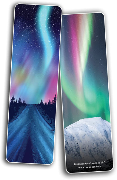 Creanoso Aurora Night Sky Bookmarks (2 Sets x 6 Cards) â€“ Daily Inspirational Card Set â€“ Interesting Book Page Clippers â€“ Great Gifts for Kids and Teens