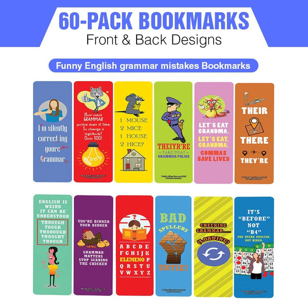 funny english grammar mistakes Bookmarks (10-Sets X 6 Cards)