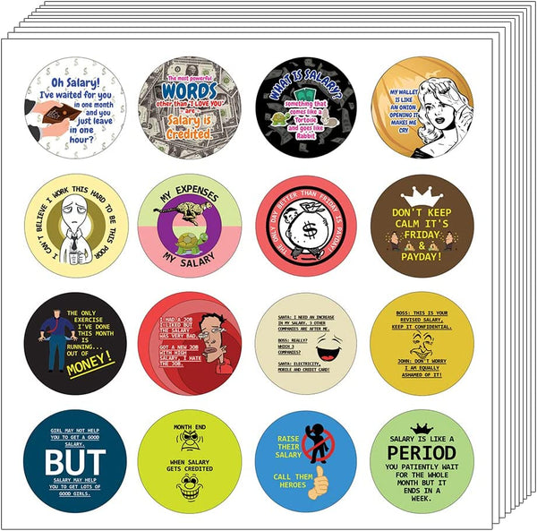 Funny Salary Quotes Sticker (5 Sets X 16 Designs)