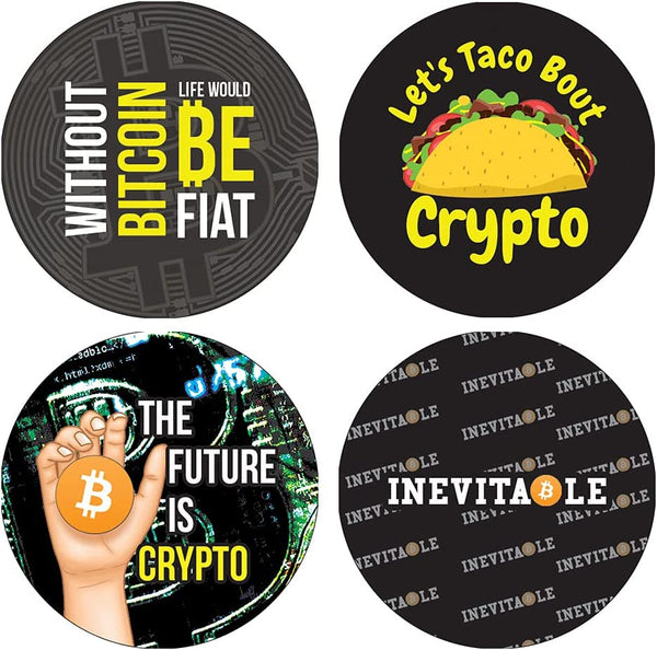Funny Cryptocurrency Stickers (5 Sets X 16 Designs)