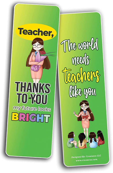 Creanoso Teacher Appreciation Bookmarks (10-Sets X 6 Cards) â€“ Daily Inspirational Card Set â€“ Interesting Book Page Clippers â€“ Great Gifts for Adults and Teens