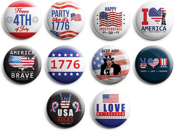 Independence day button pins (1-Set X 10 Buttons)