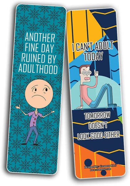 Funny Adulthood Bookmarks (5-Sets X 6 Cards) Daily Inspirational Card Set â€“ Interesting Book Page Clippers â€“ Great Gifts for Adults