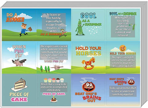 Creanoso Idiomatic Stickers (20-Sheet) - Funny Idioms for Kids Sticker Pack Collection Set â€“ Teacher Rewards and Classroom Incentive Ideas for Boys, Girls â€“ Awesome Wall Art Decal