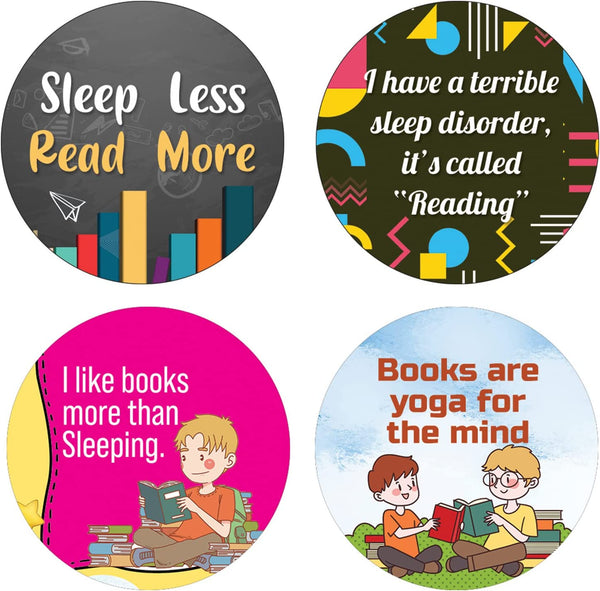 Creanoso Read More Sleep Less Round Stickers (5 Sets X 16 Designs) â€“ Sticker Card Giveaways for Kids â€“ Awesome Stocking Stuffers Gifts for Boys & Girls â€“ Classroom Home Rewards Enticements
