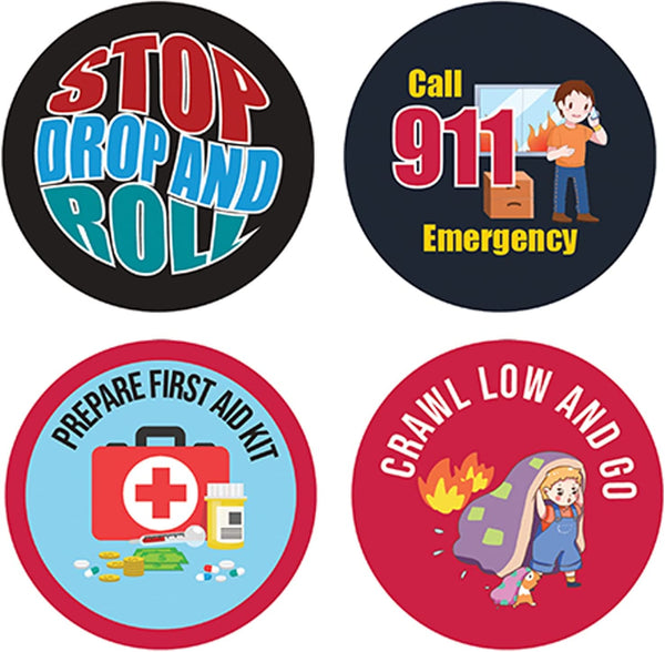 FIRE SAFETY STICKERS (5 Sets X 16 Designs)