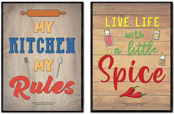 Creanoso Kitchen Quotes and Sayings Poster Prints (24-Pack) - Stocking Stuffers Gifts for Men Women Professionals Adults â€“ Cool Wall Art Decal DÃ©cor for Home Office Classroom Storage Room â€“ Great for Wall Hanging