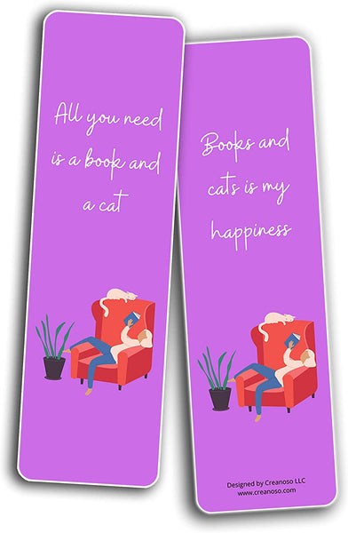 Creanoso Books and Cats Enthusiasts Bookmarks (2-Sets X 6 Cards) â€“ Daily Inspirational Card Set â€“ Interesting Book Page Clippers â€“ Great Gifts for Adults and Teens