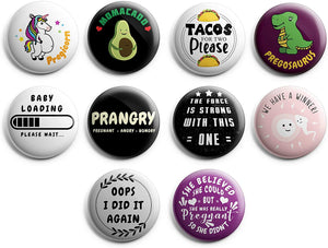 Funny Pregnancy Pinback Button (10-Pack) - Large 2.25" Pins Badges for Pregnant Women Funny Design