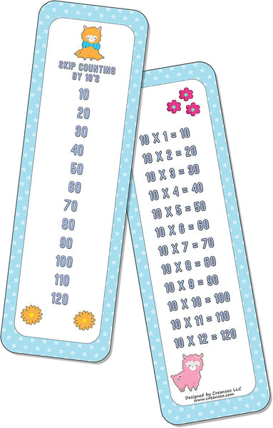Skip Counting Chart Bookmark Cards - Llama Theme (6-Set X 6 Cards)