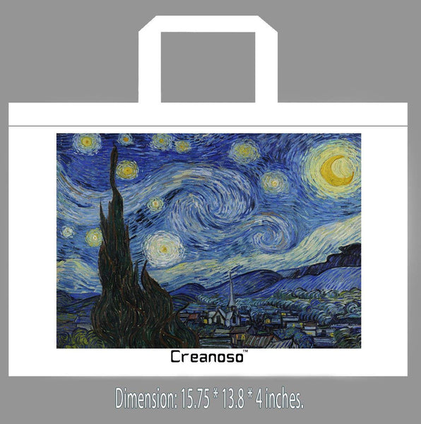 Creanoso Canvas Tote Bag Van Gogh Starry Night Ã¢â‚¬â€œ Large Polyester Cotton White Bag for Men, Women