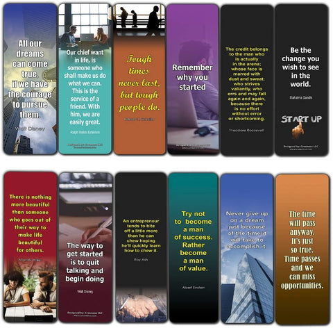 Motivational bookmarks (60-Pack) - Inspirational Wisdom Quotes for Men Women Entrepreneurs Businessmen - Great Encouragement Gifts Business Events Conferences Seminar Book Club