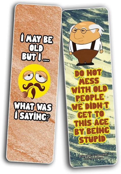 Creanoso Funny Old Age Bookmarks (5-Sets X 6 Cards) â€“ Daily Inspirational Card Set â€“ Interesting Book Page Clippers â€“ Great Gifts for Adults and Teens