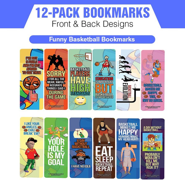 Funny Basketball Bookmarks (2-Sets X 6 Cards)