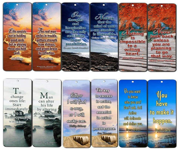 Creanoso Motivational Bookmarks (60-Pack) - Best Inspirational and Motivational Sayings Bookmarkers ÃƒÂ¢Ã¢â€šÂ¬Ã¢â‚¬Å“ Great Stocking Stuffer Gifts for Inspiring Book Lovers, Bookworms, Bibliophiles