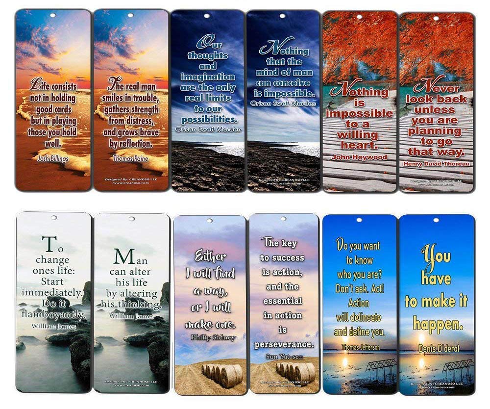 Creanoso Inspirational and Motivational Quote Sayings Bookmarks - Assorted Pack Collection