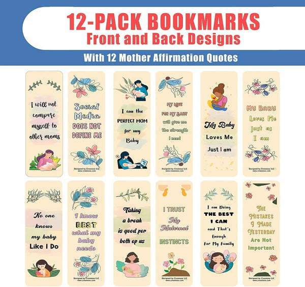 Mother Affirmations Bookmarks (12-Pack) â€“ Daily Inspirational Card Set â€“ Interesting Book Page Clippers â€“ Great Gifts for Mothers