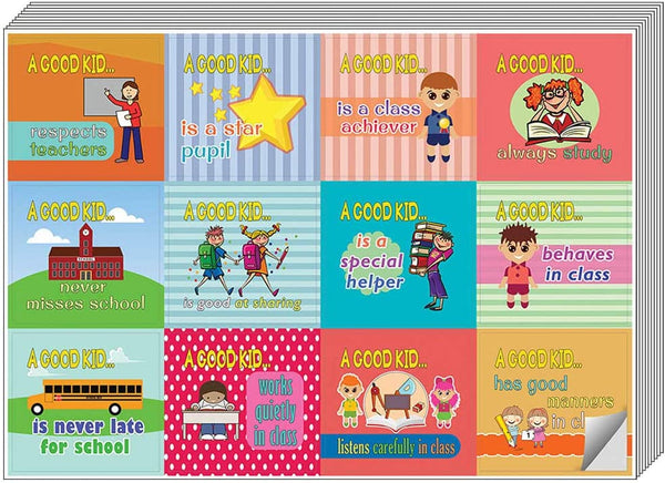 Creanoso A Good Kid Behavior Stickers - At School Stickers (20-Sheet) â€“ Gift Giveaways Stickers for Kids â€“ Awesome Stocking Stuffers Gifts for Boys & Girls, Teens â€“ Wall Table Surface DÃ©cor Art Decal