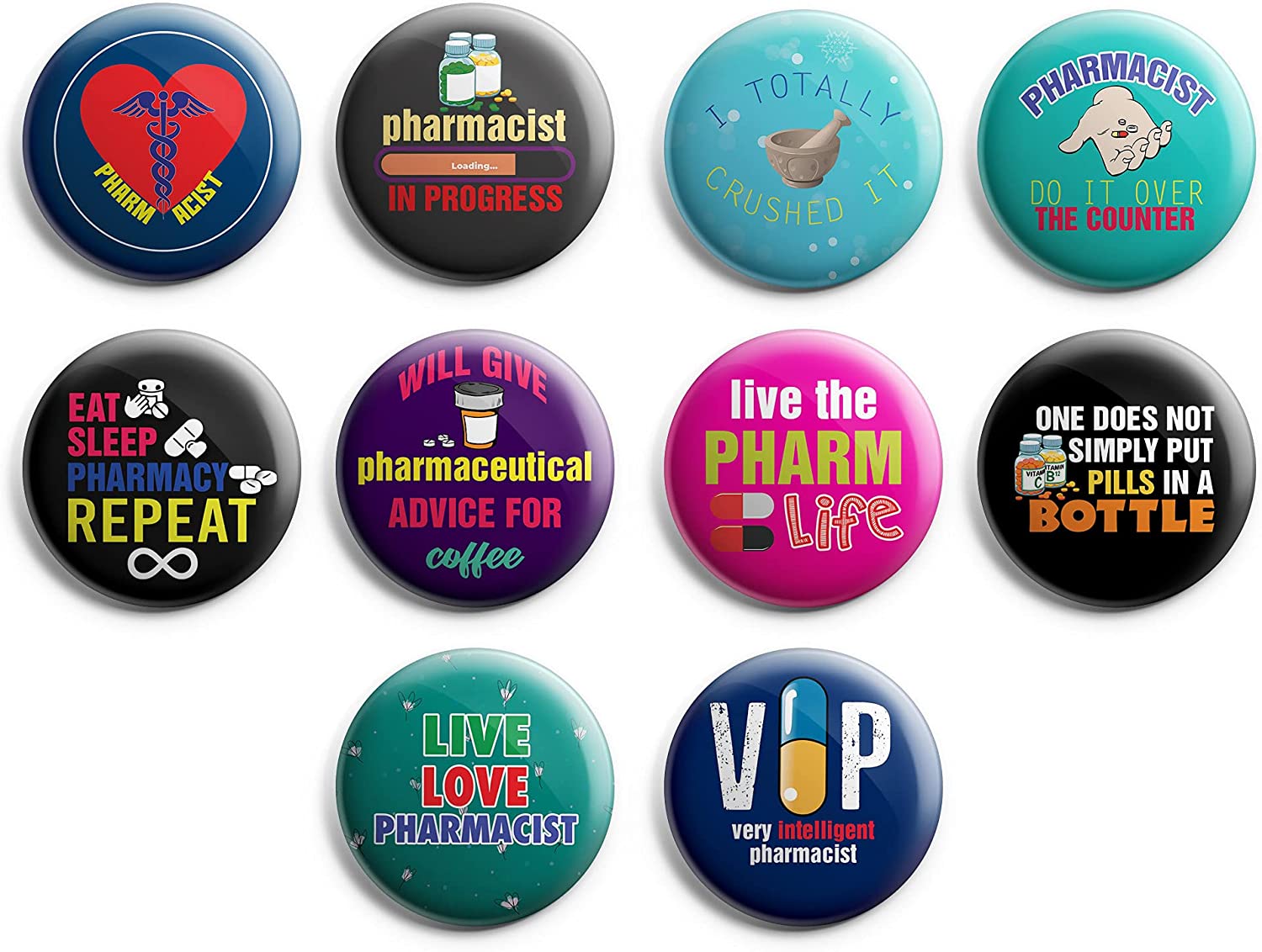I am a Pharmacist Pinback Buttons (1-Set X 10 Buttons)