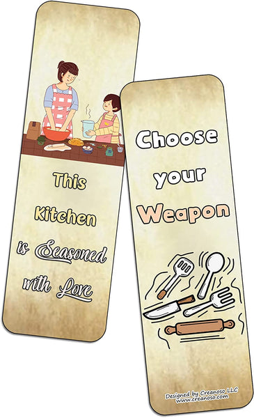 Creanoso Kitchen Quotes and Sayings Bookmarks (2-Sets X 6 Cards) â€“ Daily Inspirational Card Set â€“ Interesting Book Page Clippers â€“ Great Gifts for Adults and Teens