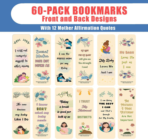 Mother Affirmations Bookmarks (60-Pack) â€“ Daily Inspirational Card Set â€“ Interesting Book Page Clippers â€“ Great Gifts for Mothers