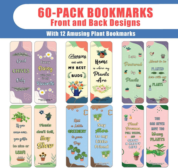 Creanoso Funny Plant Life Quotes Bookmarks (10-Sets X 6 Cards) â€“ Daily Inspirational Card Set â€“ Interesting Book Page Clippers â€“ Great Gifts for Adults and Teens
