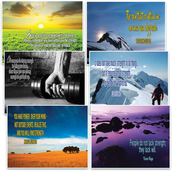 Creanoso Inspirational Quotes Stay Strong Theme Postcards (60 Pack)- Positive Affirmation Sayings Cards - Encouragement Gifts - for Men Women Adults Teens Kids Entrepreneur Family Friends