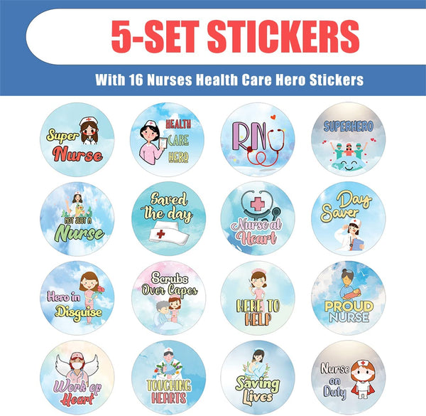 Nurses Health Care Hero Stickers (5 Set X 16 Designs)