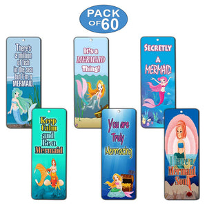 Creanoso Mermaid Bookmarks Cards (60-Pack) - Little Girls Young Readers Literary Gifts - Assorted