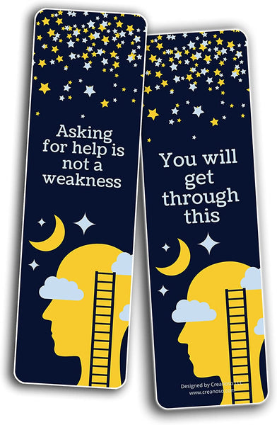 Creanoso Mental Health Matters Bookmarks (2-Sets X 6 Cards) â€“ Daily Inspirational Card Set â€“ Interesting Book Page Clippers â€“ Great Gifts for Adults and Teens