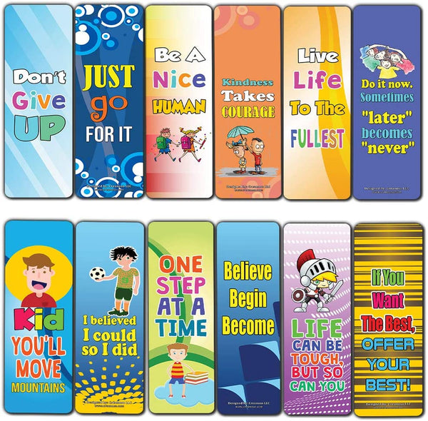 Creanoso Motivational Encouragement Bookmarks for Kids (60-Pack) ÃƒÂ¢Ã¢â€šÂ¬Ã¢â‚¬Å“ Six Assorted Quality Bookmarks Bulk Set ÃƒÂ¢Ã¢â€šÂ¬Ã¢â‚¬Å“ Awesome Bookmarks Giveaways ÃƒÂ¢Ã¢â€šÂ¬Ã¢â‚¬Å“ Stocking Stuffers Gift Ideas ÃƒÂ¢Ã¢â€šÂ¬Ã¢â‚¬Å“ Page Clips