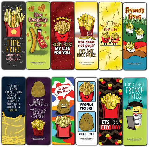 Funny Fries Puns Jokes Bookmarks (60-Pack) - Unique Stocking Stuffers Gifts for Boys & Girls, Unisex Adults ÃƒÂ¢Ã¢â€šÂ¬Ã¢â‚¬Å“ Cool Book Page Clippers Collection Set for Kids ÃƒÂ¢Ã¢â€šÂ¬Ã¢â‚¬Å“ Awesome Giveaways