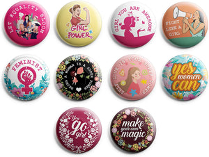 I Am A Strong Feminist Pinback Buttons (10 Pack)