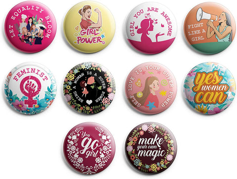 I Am A Strong Feminist Pinback Buttons (10 Pack)