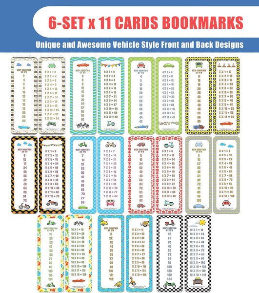 Skip Counting Chart Bookmark Cards - Vehicle Transportation Theme (6-Set X 6 Cards)