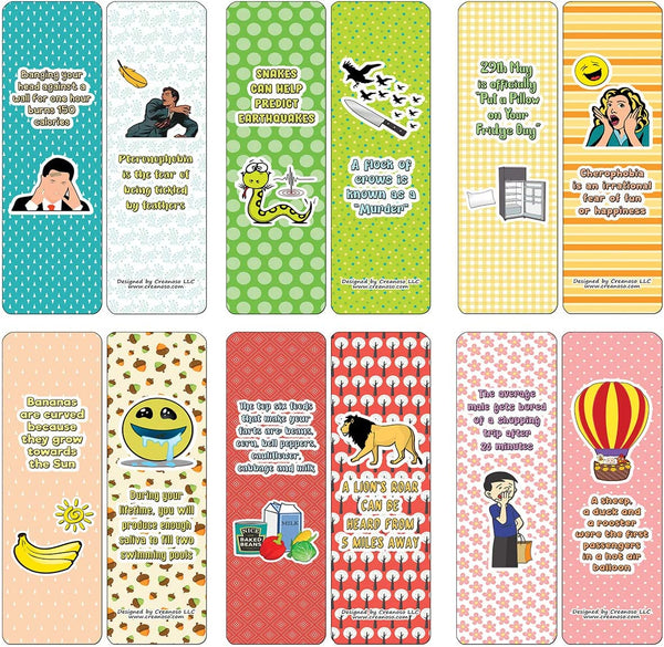 Creanoso Funny Facts Bookmarks - Series 1 (30-Pack) - Classroom Reward Incentives for Students and Children - Stocking Stuffers Party Favors & Giveaways for Teens & Adults