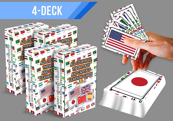 Country Flags and Their Capital Learning Cards (4 Deck)