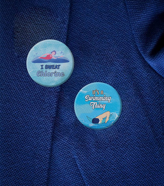 Creanoso Swimming Pin buttons (1 X 10 Designs) - Stocking Stuffers Premium Quality Gift Ideas for Children, Teens, & Adults - Corporate Giveaways & Party Favors